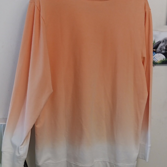 Denim & Co Orange and White Gradient Women's Jersey Top Size L - Picture 6 of 6